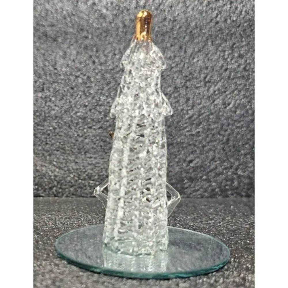 Vintage Spun Glass Lighthouse and Sailboat on Mirror Base
